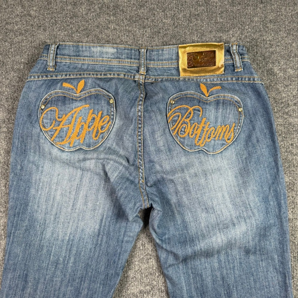Apple Bottoms Jeans Womens 11/12 Blue Embroidered Y2K Flare Medium Wash